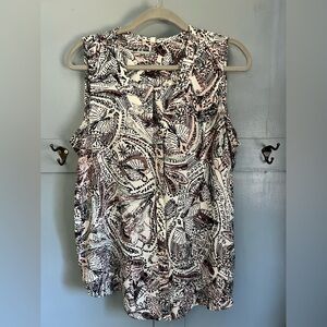 Maurices Black and Brown Sleeveless Notched Collar Blouse